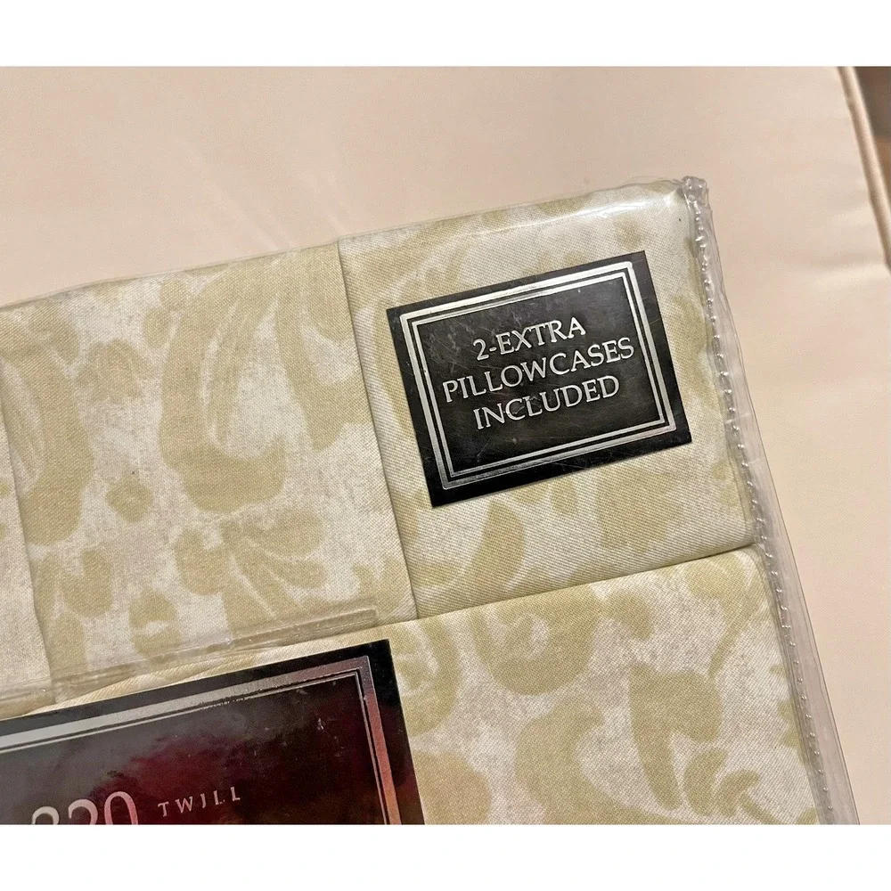 Luxury Twill Glenmore Collection‎ 320T Damask Pattern Queen Sheet Set 6 Pieces